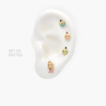 Broqueles 4pzs Chapa de Oro Bella Durmiente & Hadas 0115