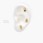 Broqueles 3pzs Chapa de Oro Bella & Bestia 0116