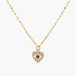 Collar Chapa de Oro Corazón Ojo Turco Esmalte 0394