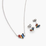 Juego Plata .925 Rodio Corazón Colores 0016