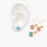 Broqueles Chapa de Oro Estrella Zirconias 0322