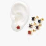 Broqueles Chapa de Oro Estrella Zirconia 0322