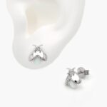 Broqueles Plata .925 Rodizados Insecto Ópalo 0108