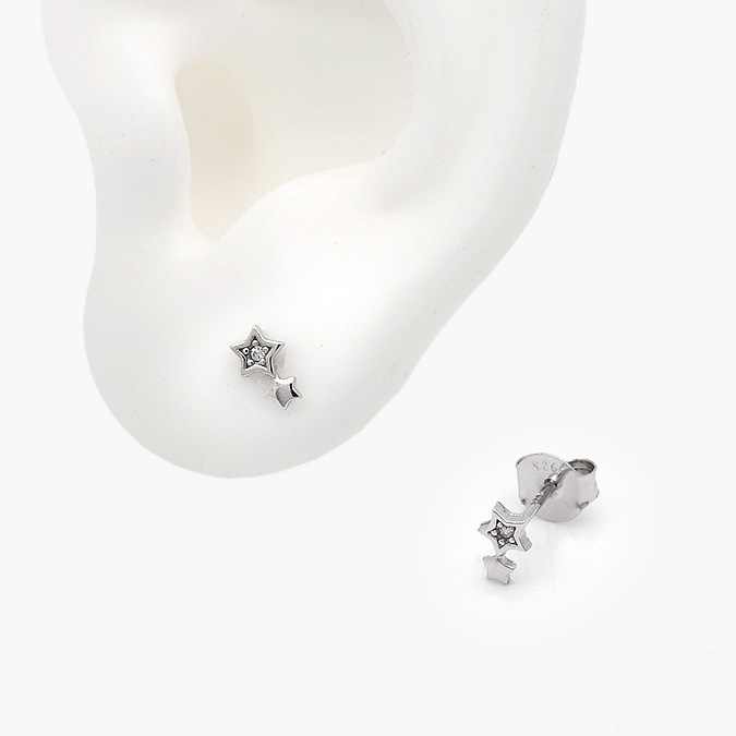 PA50113 Broqueles Plata .925 Rodizados Estrellas 0113 - Image 1