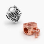 Charm Plata .925 Rodio & ALE MET Corazón Candado Llave 0085