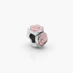 Charm Plata .925 Rodizado Rosas Esmalte Rosa 0113