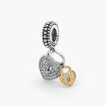 Colgante Plata .925 Rodizado Corazones Candados 0185