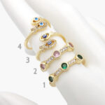 Anillo Chapa de Oro Pez Ojo Turco Zirconias 0912