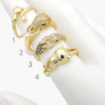 Anillo Chapa de Oro Animales Zirconias 0923