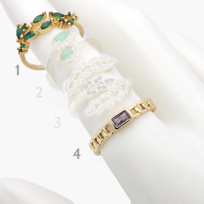 marcaca102-1 Anillo Chapa de Oro 0901 Ramas Zirconia Color Ajustable - Image 1