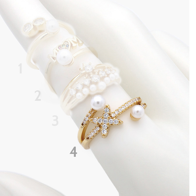 marcaca104-1 Anillo Chapa de Oro 0903 Perlas Ajustable - Image 1