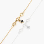 Pulso Acero Inoxidable Flores Esmalte Negro 267