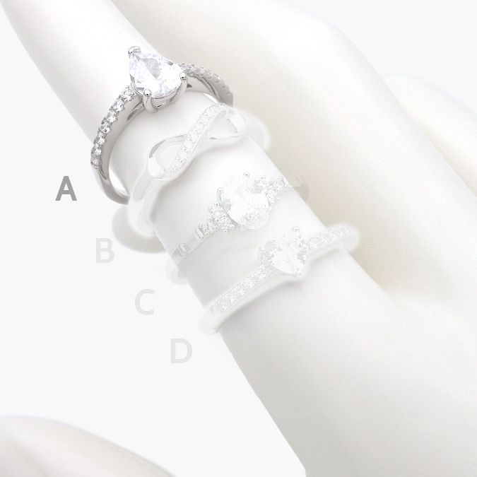 mmarca12 Anillo Plata .925 Rodizado Piedra Blanca 0164 - Image 1