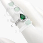 Anillo Plata .925 Rodizado Piedra Verde 0158