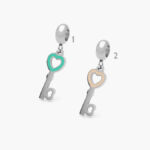 Colgante Acero Inoxidable Llave Corazón Esmalte 0392