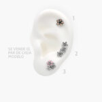 Broqueles Plata .925 Rodio Flores Grupo 12