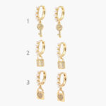 Hoops Chapa de Oro Candados/Llaves Perlas 0726