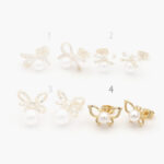 Broqueles Chapa de Oro Moño Perlas 0372