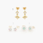 Broqueles Chapa de Oro Estrellas Zirconias 0384