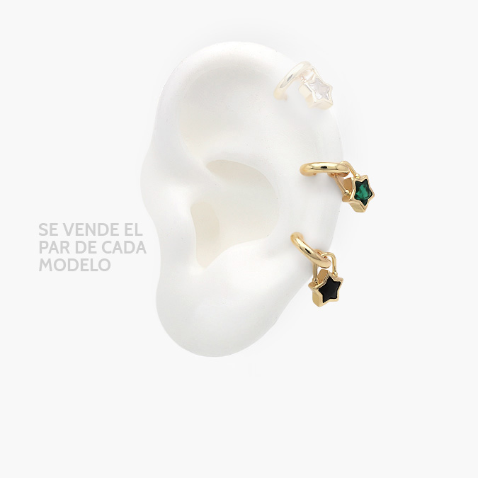 marcate319 Broqueles Chapa de Oro Estrella Zirconia 0380 - Image 1