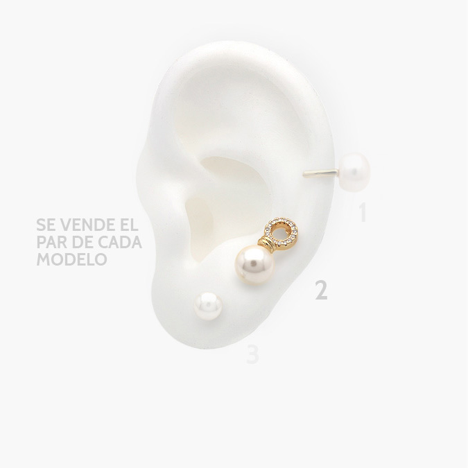 marcate321 Broqueles Chapa de Oro Perlas 0377 - Image 1