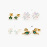 Broqueles Chapa de Oro Zirconia Colores Grupo 7