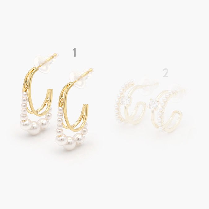 ca10444 Aretes Chapa de Oro Perlas 0444 - Image 1