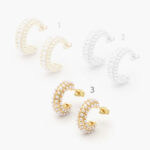 Aretes Chapa de Oro/Rodio Perlas 0451