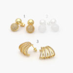 Aretes Chapa de Oro/Rodio Zirconias 0434