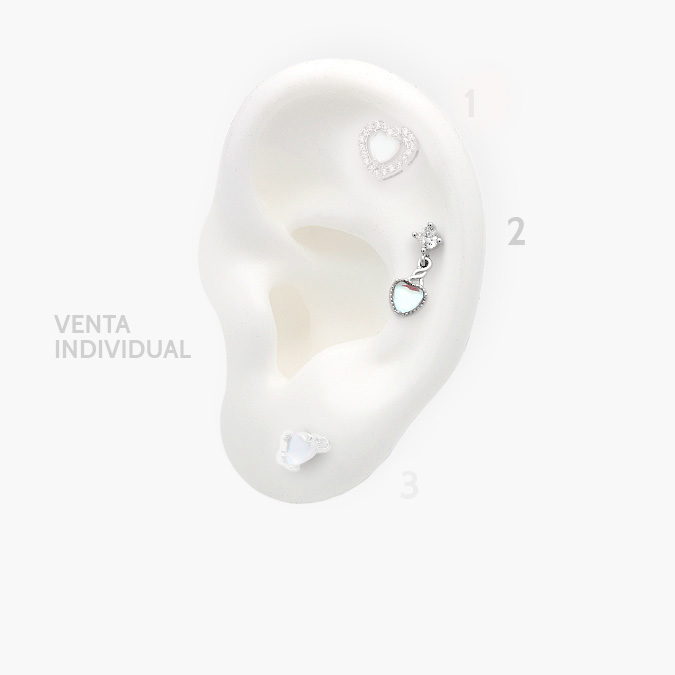 marcate125 Piercing Acero Inoxidable Corazones Ópalo 0200 - Image 1