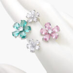 Anillo Chapa de Rodio Ajustable Flores 1002