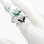 Anillo Chapa de Rodio Ajustable Mariposas 1003