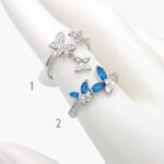 Anillo Chapa de Rodio Ajustable Mariposas 1005