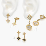 Aretes Acero Inoxidable Flores Madre Perla 0054