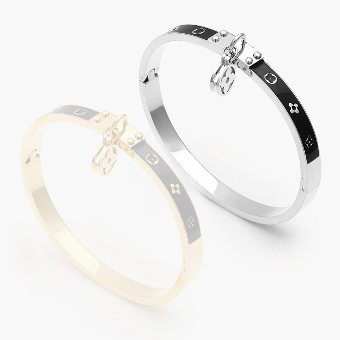 AP0362-1 Brazalete Acero Inoxidable Flores Esmalte 0362 - Image 1