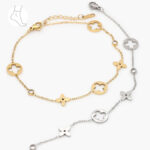 Tobillera Acero Inoxidable Flores 0003