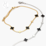 Tobillera Acero Inoxidable Flores Esmalte 0005