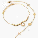 Tobillera Acero Inoxidable Flores Madre Perla 0008