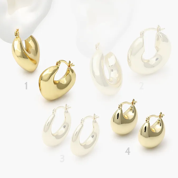 CA10755 Arracadas Chapa de Oro Chunky 0755 - Image 1