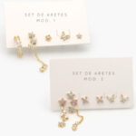 Aretes 5/6 pzs Chapa de Oro Zirconias 0121