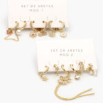 Aretes 6 pzs Chapa de Oro Perlas 0125