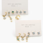 Aretes 7/5 pzs Chapa de Oro Zirconias 0126