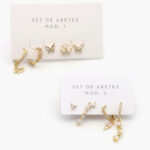 Aretes 5/4 pzs Chapa de Oro Zirconias 0129