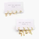 Aretes 4 pzs Chapa de Oro Corazones 0130