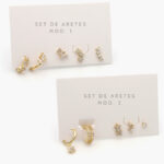 Aretes 5 pzs Chapa de Oro Zirconias 0135