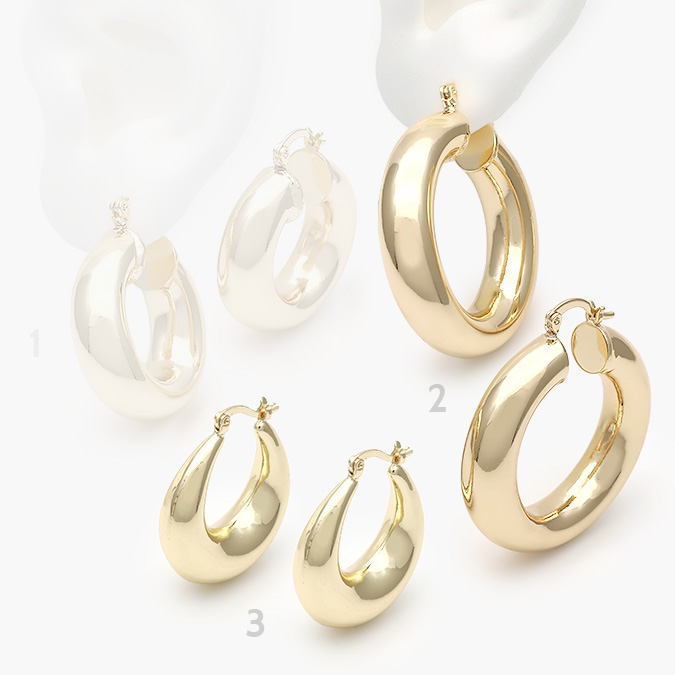 CA40768 Arracadas Chapa de Oro Liso 0768 - Image 1