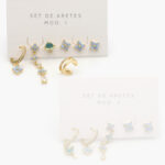 Aretes 7/5 pzs Chapa de Oro Zirconias 0126