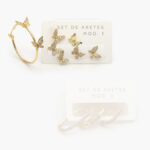 Aretes 4/3 pzs Chapa de Oro Zirconias 0133