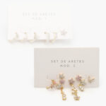 Aretes 6/5 pzs Chapa de Oro Zirconias 0123