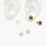 Broqueles Acero Inoxidable Flores Esmalte 0018